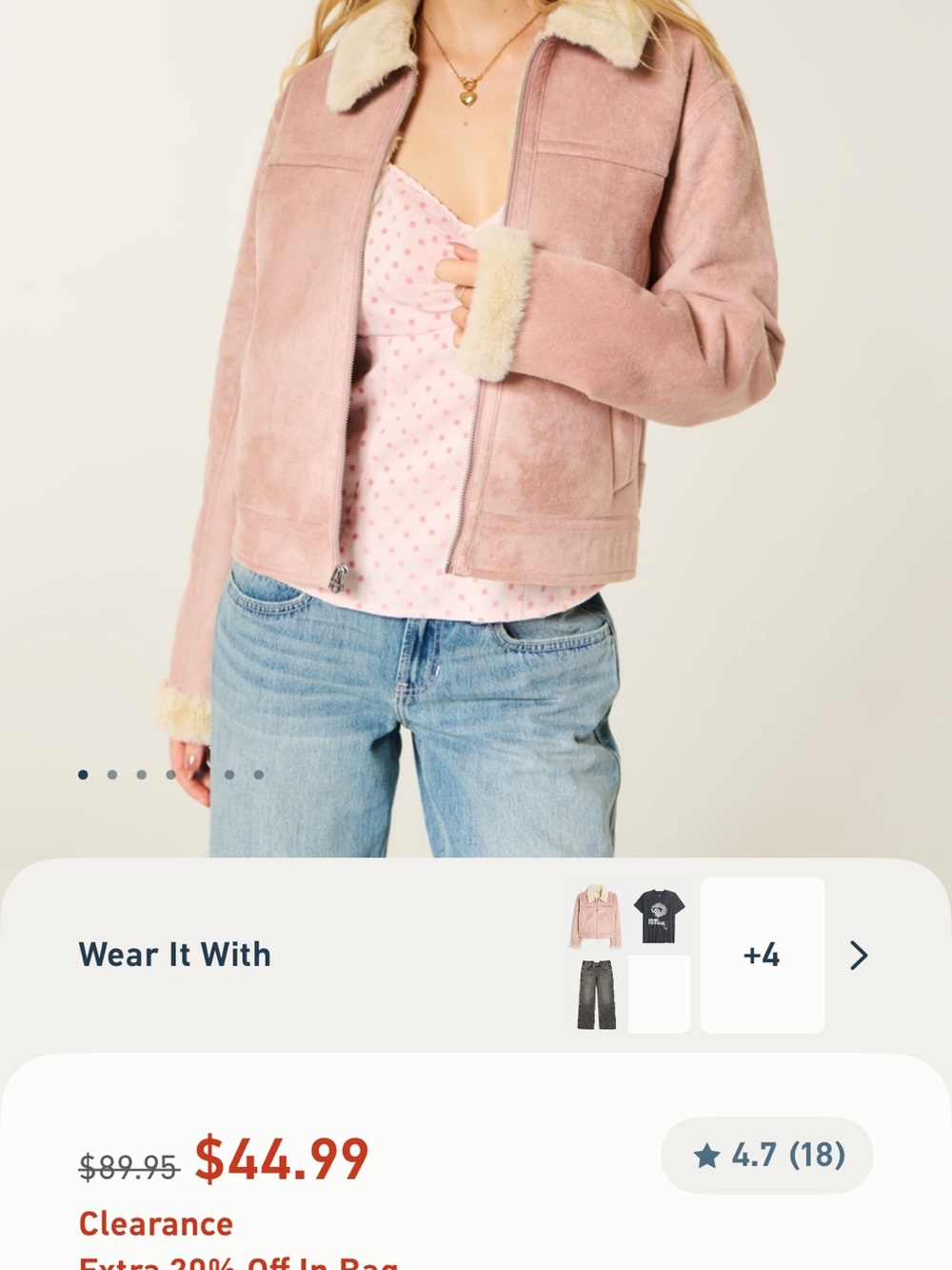 Hollister Pink Faux-Shearling Trim Jacket